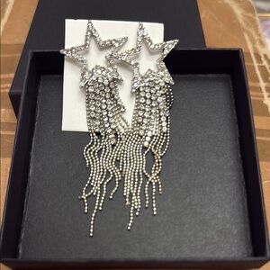 Glamorous Silver Star Cascade Earrings
